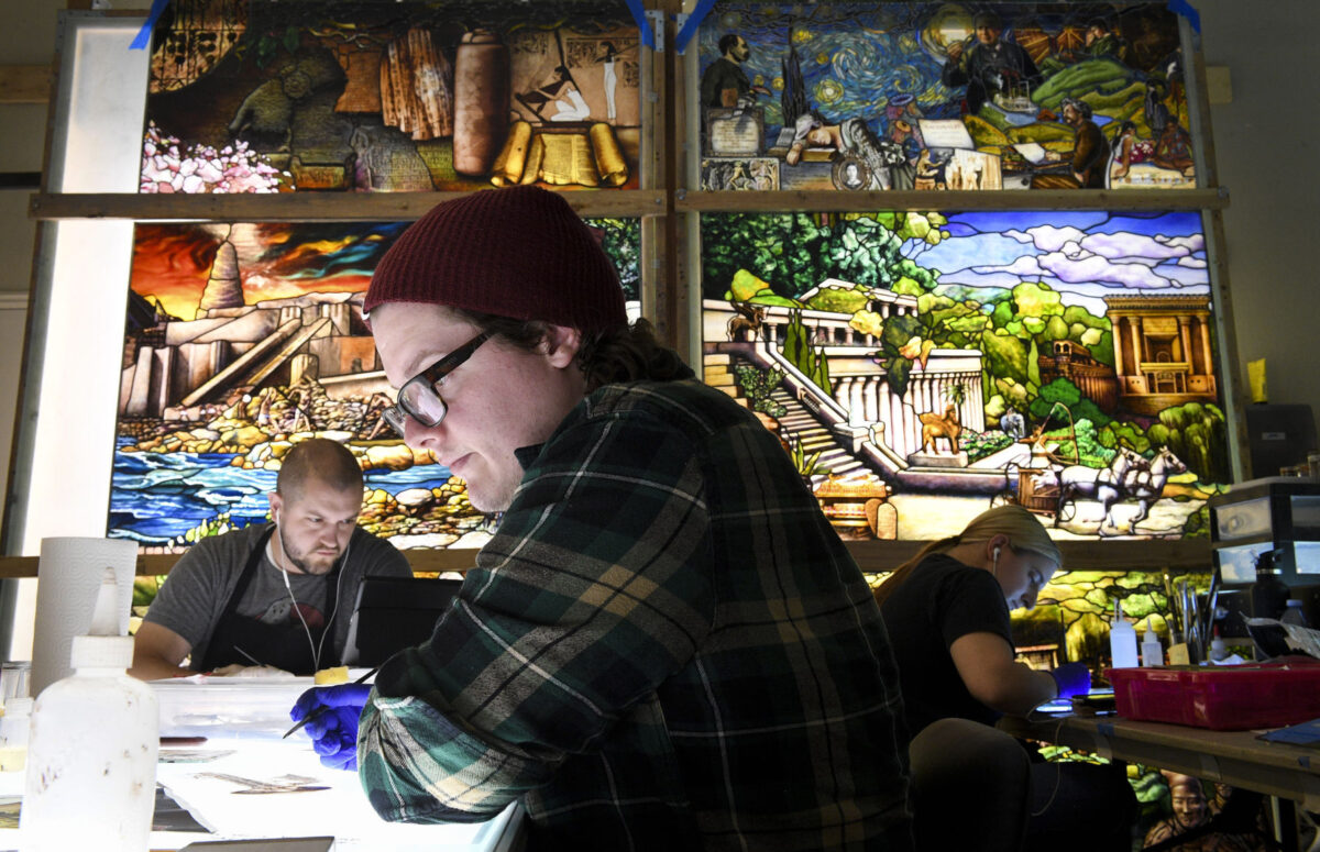 Installation begins on massive ‘Roots of Knowledge’ stained glass mural at UVU News, Sports